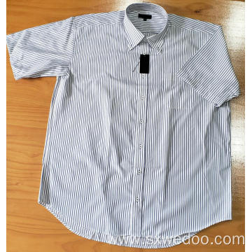 Polyester Cotton Yarn-dyed Short-sleeved Shirt for Men